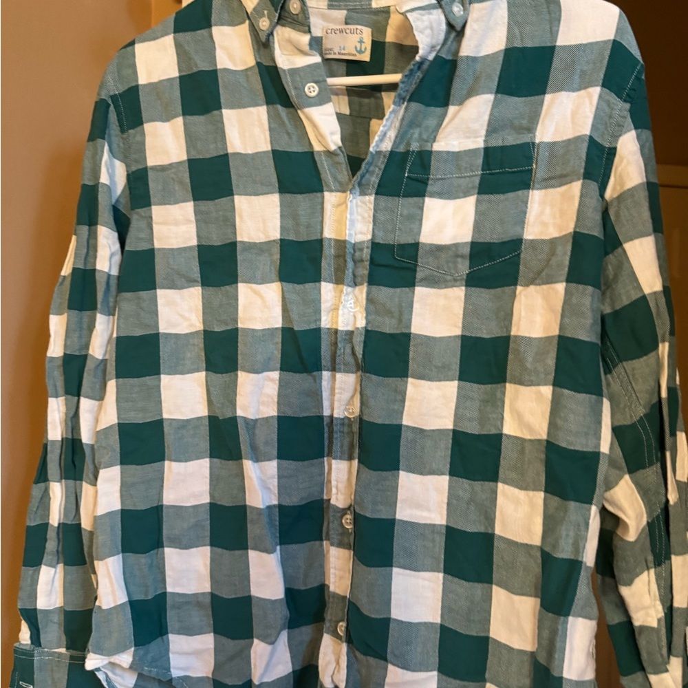 Crewcuts Teal and White Plaid Men's Shirt